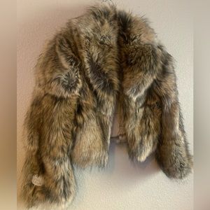 Stella McCartney Masha Faux-Fur Chubby Cropped Coat, Gray Fox